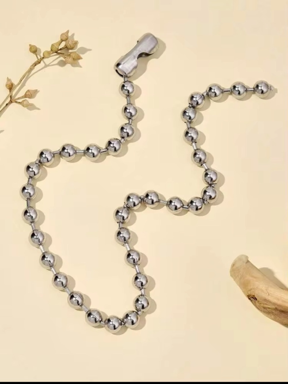 Stainless Steel Silver Ball Chain Choker Necklace - Women's Jewelry